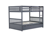 Full Over Full Rubber Wood Bunk Bed With Trundle, Ladder And Guardrails, Convertible To 2 Full Size Beds, With Twin Size Trundle ,Dark Grey Full Dark Grey Bedroom American Design Bed Frame Rubber