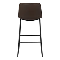 Office Chair, Bar Height, Standing, Computer Desk, Work, Brown Leather Look, Black Metal, Contemporary, Modern Brown Foam Polyurethane