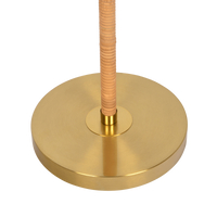 Stellar Wood Rattan Tubegold Brass Metal And White Linen Shade Floor Lamp Gold,Rattan,White Table&Floor Lamps Brass,Linen,Rattan