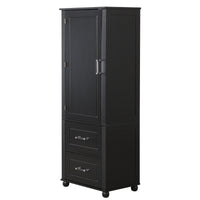 Tall Bathroom Storage Cabinet, Freestanding Storage Cabinet With Two Drawers And Adjustable Shelf, Mdf Board With Painted Finish, Black Black Mdf