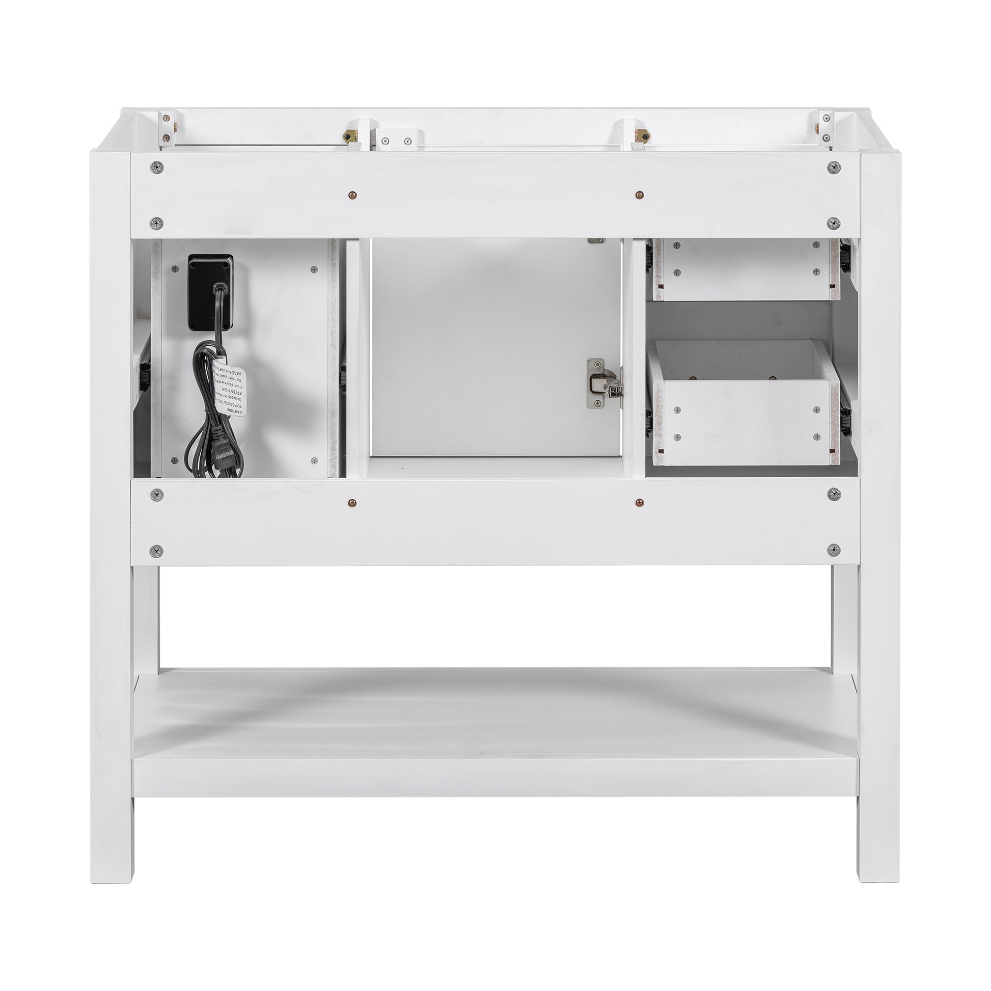 Cabinet Only 36" White Modern Bathroom Vanity With Usb Sink Not Included White Solid Wood Mdf Resin