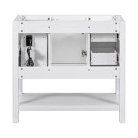 Cabinet Only 36" White Modern Bathroom Vanity With Usb Sink Not Included White Solid Wood Mdf Resin