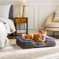 Memory Foam Pet Bed For Small Dogs & Cats With Washable Removable Cover Non Slip Base Waterproof Liner Egg Crate Foam For Improved Sleep, Grey,Extra Large Grey Fabric