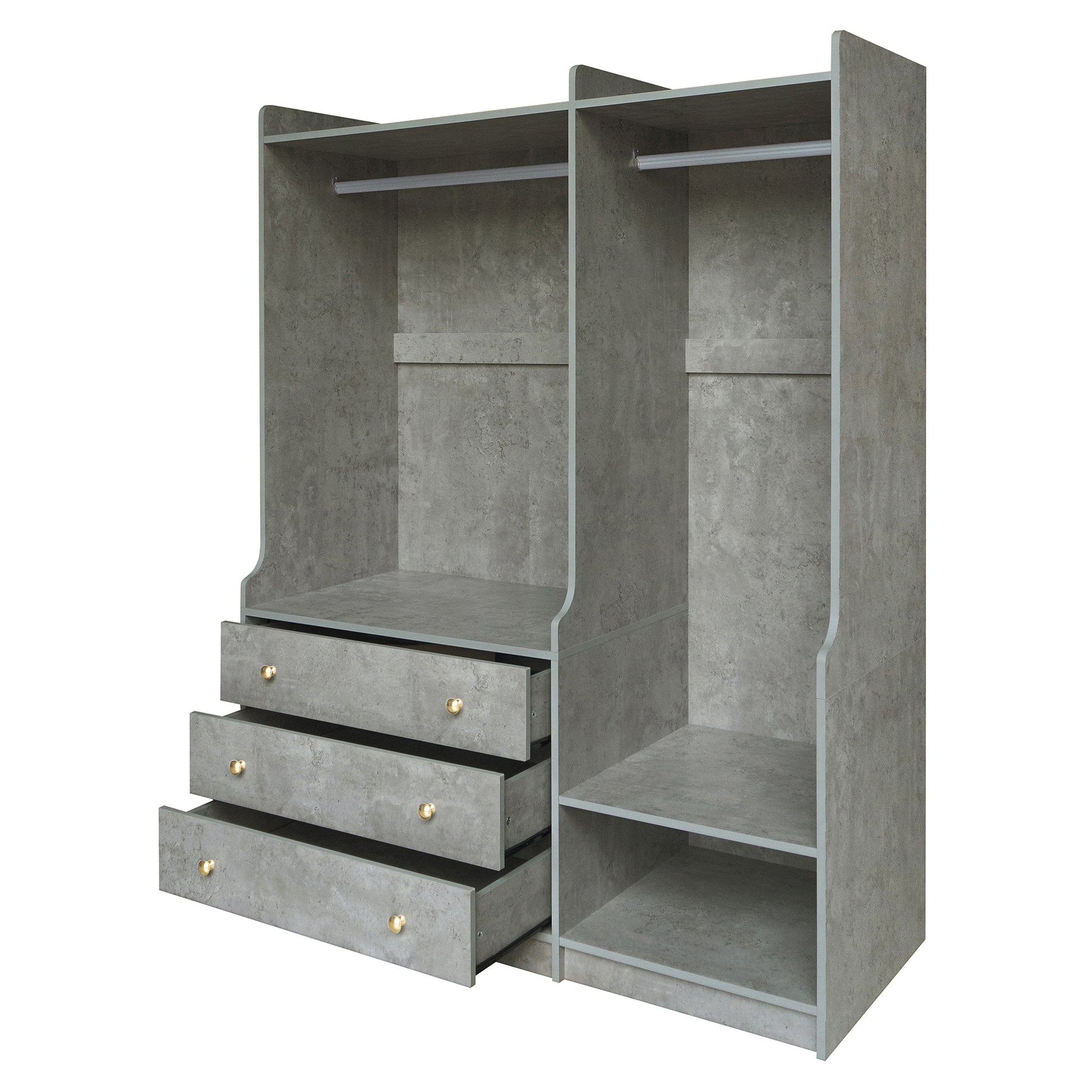 Open Wooden Wardrobe Storage For Bedroom, Gray Gray Particle Board