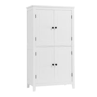 Elegant Bathroom Floor Storage Cabinet, Bathroom Storage Unit, Freestanding Cabinet With 4 Doors, Adjustable Shelves, Adaptable Shelves, White White Mdf