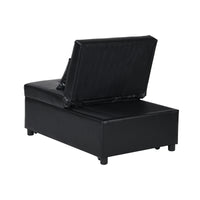 Folding Ottoman Sofa Bed Black Black Leather