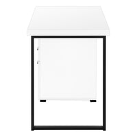 Computer Desk, Home Office, Laptop, Left, Right Set Up, Storage Drawers, 48"L, Work, White Laminate, Black Metal, Contemporary, Modern White Particle Board