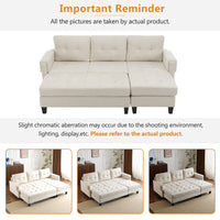 83.4" L Shaped Sofa Sectional Couch Sofa Bed With Two Usb Ports, A Movable Ottoman And A Reversible Chaise Lounge For Living Room, Beige Beige Foam Chenille 5 Seat