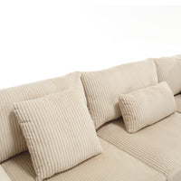 Arrival Oversized Modular Sectional Sofa, Convertible Sectional Sofa, Corduroy For Living Room, Beige Beige Fabric 5 Seat