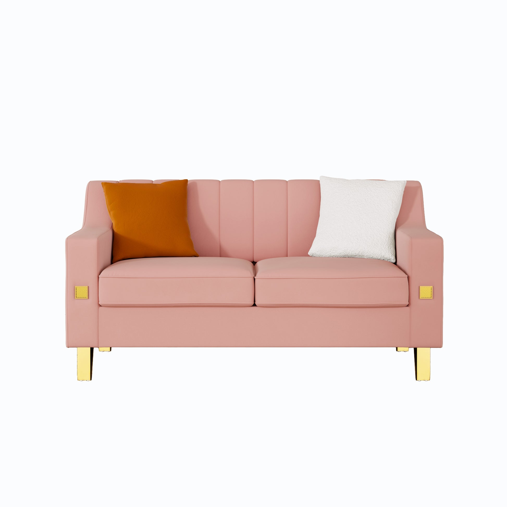 Fx P85 2S Pk 2 Seats Sofa Luxury Pink Velvet Loveseat Sofa With Gold Accents Modern 3 Seat Couch With Plush Cushions, Perfect For Living Room And Office Decor Temu Suitable Pink Velvet