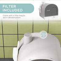 Pawhut Cat Litter Box With Lid, Covered Litter Box For Indoor Cats With Tray, Scoop, Filter, 17" X 17" X 18.5", Light Gray Light Gray Plastic