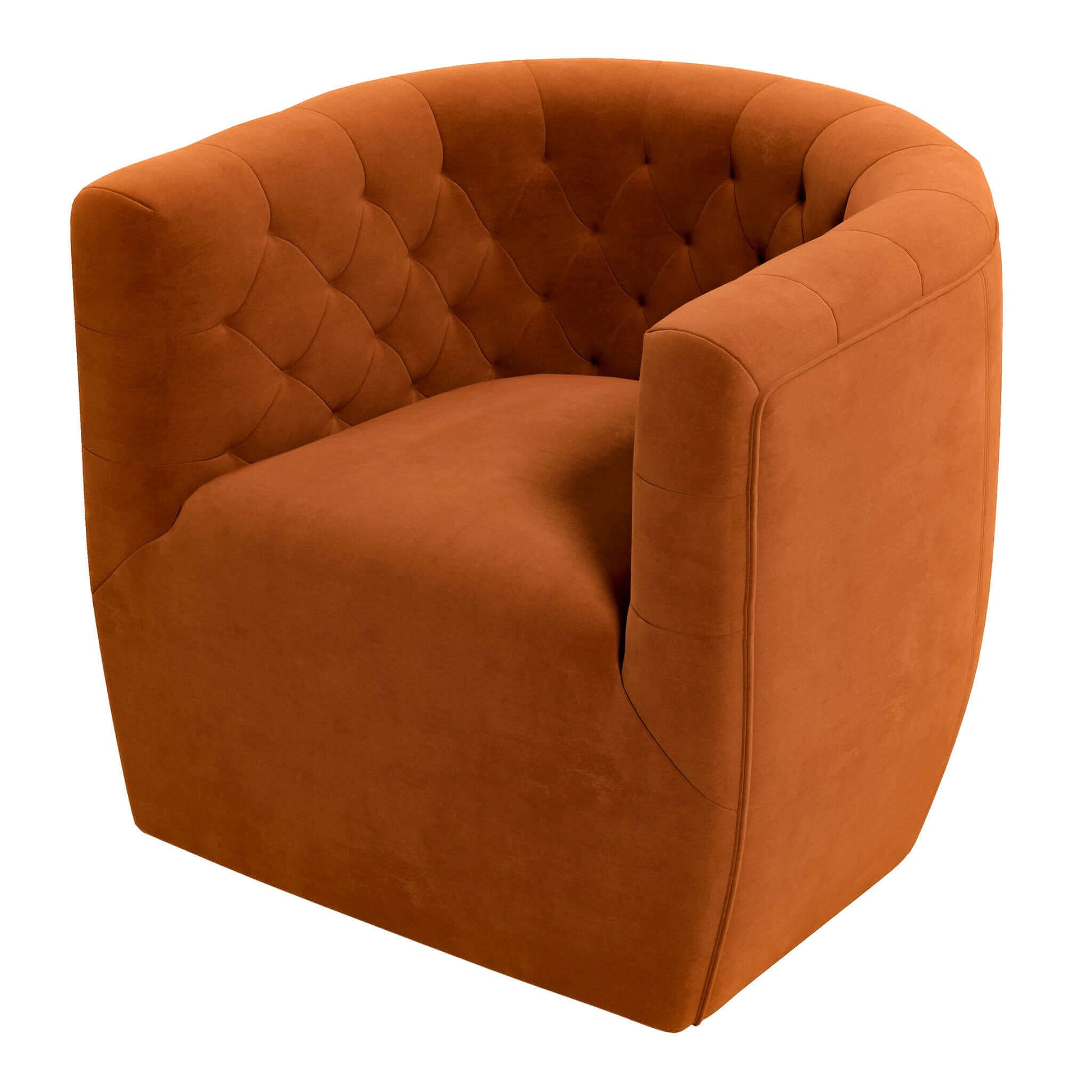 Delaney Burnt Orange Velvet Swivel Chair Burnt Orange,Orange Velvet Foam Solid Wood,Velvet