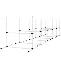 Pawhut 6 Piece Dog Agility Training Equipment For Dog Agility Course With Adjustable Height Jump Bars, Included Carry Bag, & Displacing Top Bar, White White Plastic