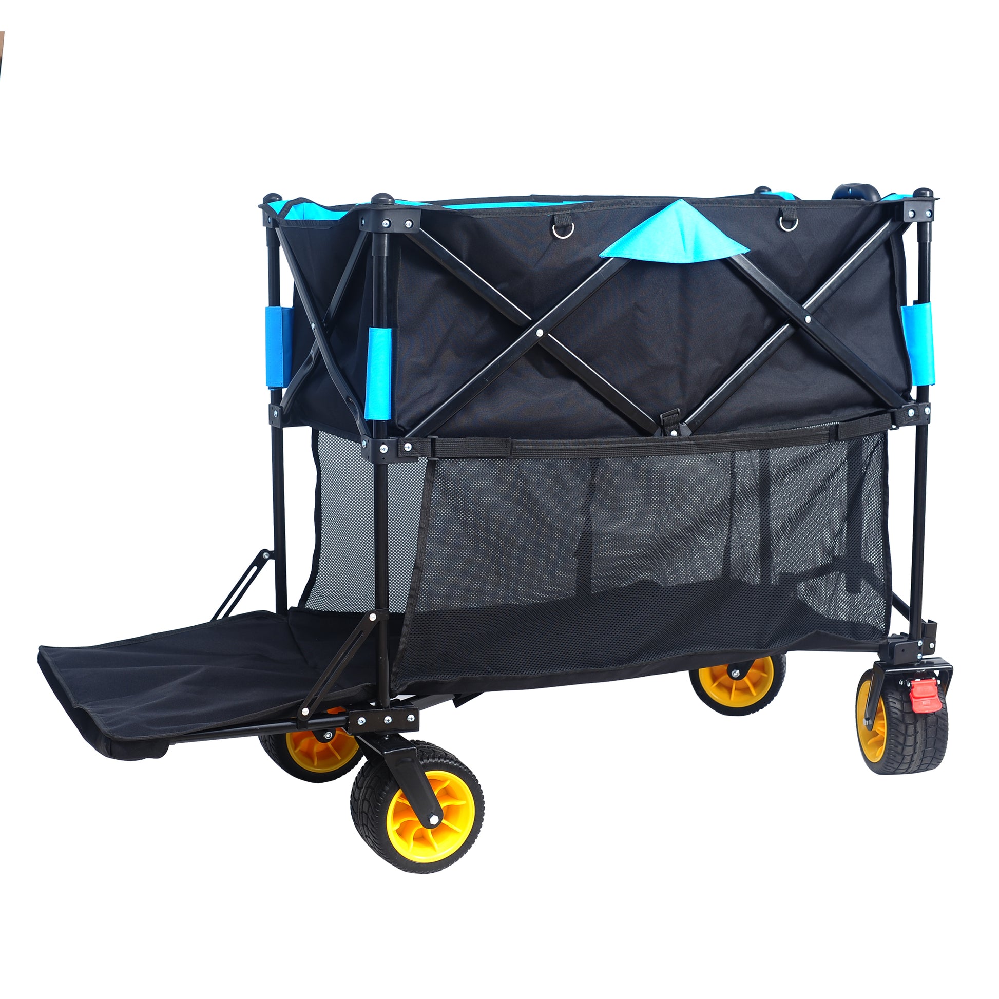 Big Large Capacity Folding Cart Extra Long Extender Wagon Cart Folding Wagon Garden Shopping Beach Cart Black Blue Black Garden & Outdoor Iron,Oxford Fabric