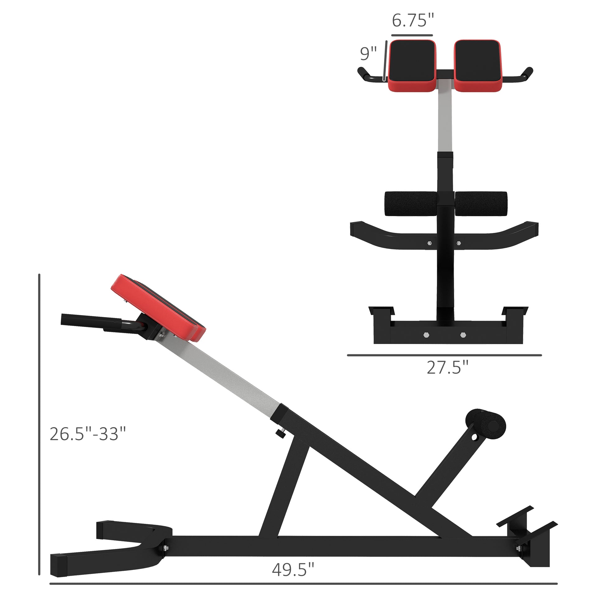 Soozier Roman Chair Back Extension Machine, Height Adjustable Hyperextension Bench With Dip Bars, Multi Functional For Back, Core, Arms And Whole Body Training, Black Black Steel