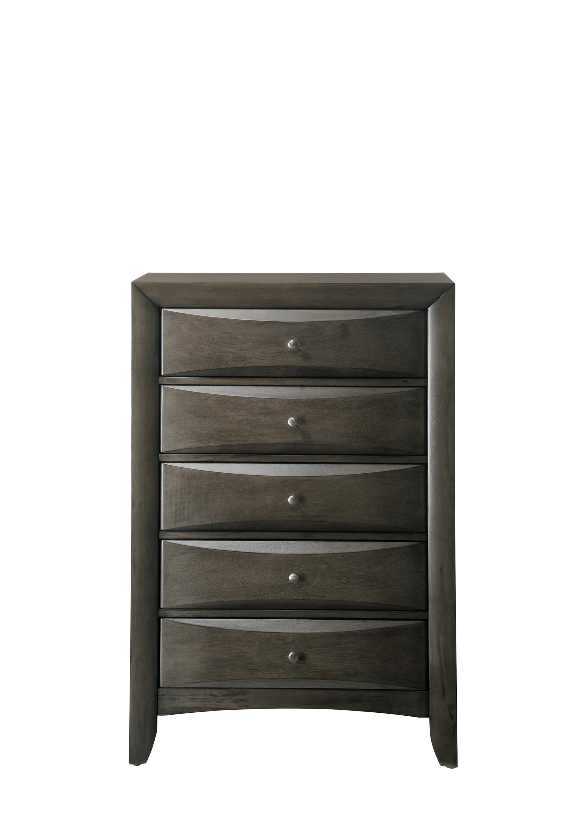 1Pc Contemporary 5 Drawer Chest Gray Finish Solid Wood Wooden Bedroom Furniture Gray Bedroom Contemporary Wood