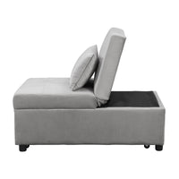 Folding Ottoman Sofa Bed Gray Grey Velvet