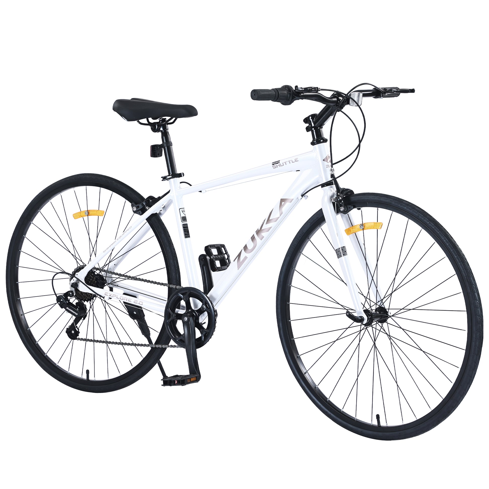 Shimano 7 Speed Hybrid Bike Aluminum Alloy Frame C Brake 700C Road Bike For Men Women'S City Bicycle White Aluminium Alloy