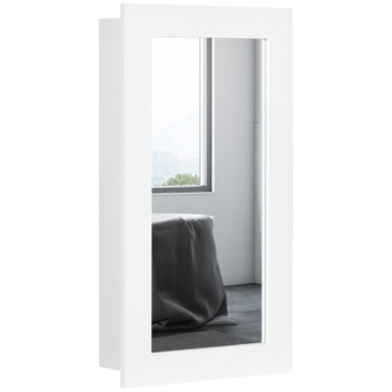 Kleankin Bathroom Medicine Cabinet, Wall Mounted Mirror Cabinet, White White Mdf