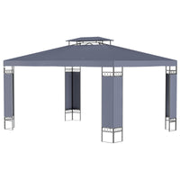 Outsunny 10' X 13' Patio Gazebo, Double Roof Outdoor Gazebo Canopy Shelter With Screen Decorate Corner Frame, For Garden, Lawn, Backyard And Deck, Gray Grey Steel