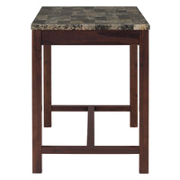 3 Piece Modern Faux Marble Versatile Bar Table Set With Storage Drawers And Padded Stools, Ideal For Space Saving Dining Nooks Or Small Kitchens Walnut Walnut Solid Wood Mdf