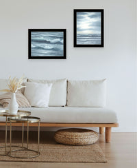 "The Ocean Blue High Tide At Sunset" Framed Wall Art For Living Room, Wall Art Print For Home Decor, Bedroom Wall Art By Georgia Janisse Multicolor Wood Paper