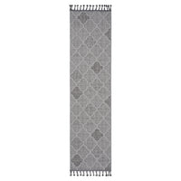 Naar Guros Collection 2X8 White Grey Trellis Indoor Outdoor Area Rug White Gray Polypropylene