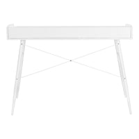 Computer Desk, Home Office, Laptop, Storage Shelves, 48"L, Work, White Laminate, White Metal, Contemporary, Modern White Particle Board