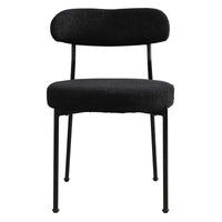 Boucle Upholstered Dining Chairs With Curved Backrest & Metal Legs Set Of 4, Black Metal Black Dining Room Foam Classic,Modern Dining Chairs Set Of 4 Or More Fabric Metal