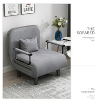 Folding Sofa Chairgrey Blue,Gray Fabric Metal