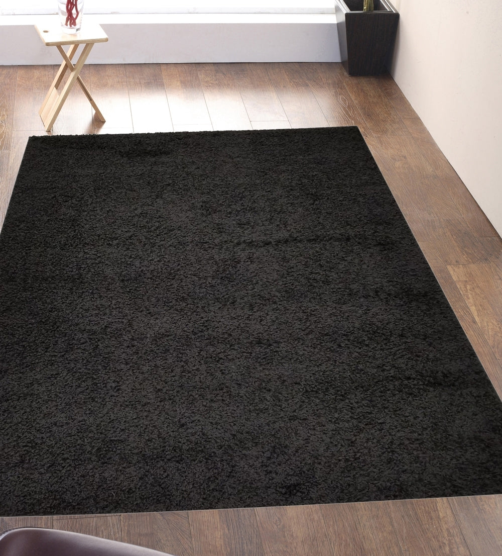 Shaggy Area Rugs, Carpets For Livingroom, 5X7 Area Rugs ,Shaggy Black Rectangle 5&7 Black Contemporary Abstract Polypropylene