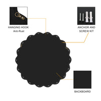 Solid Wood Wavy Mirror Black Vanity Mirror Wall Decor 36" X 36" Modern Mirror Wall Decor For Bathroom, Bedroom, Living Room, Dining Room, Cloakroom, Entryway Oval Or Circle Framed Black Living Room Large 33In 40In Glass Solid Wood