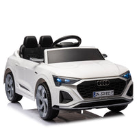 12V Kids Ride On Electric Car W Parents Remote Control,Licensed Audi Sq8 For Kids,Dual Drive,Suspension,Hanging Start,Three Speed Adjustable Music,Volume Control,Led Lights For Kids Aged 3 6. White