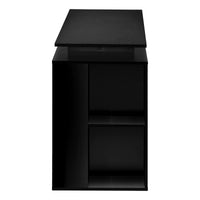 Computer Desk, Home Office, Left, Right Set Up, Storage Shelves, 55"L, Work, Laptop, Black Laminate, Black Metal, Contemporary, Modern Black Particle Board