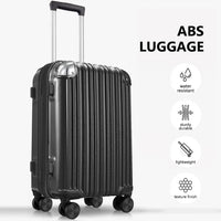 3 Piece Luggage Set With Tsa Lock& Double Spinner Wheels, Expandable For Large Storage Black Abs