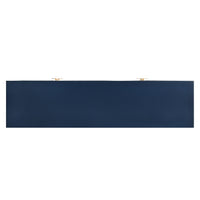 Exquisite Vertical Striped Four Door Sideboard With Sturdy Metal Legs And Semi Circular Handles, Suitable For Study, Entryway And Living Room Navy Blue Primary Living Space American Design Mdf