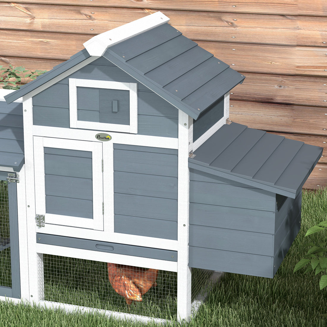 Pawhut 59" Small Wooden Chicken Coop Hen House Poultry Cage For Outdoor Backyard With 2 Doors, Nesting Box And Removable Tray, White White Wood