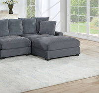 Living Room Furniture 1Pc Ottoman Dark Gray Corduroy Soft Cushion Cocktail Ottoman Wood Legs Dark Gray Primary Living Space Grey Contemporary,Modern Rectangle Corduroy