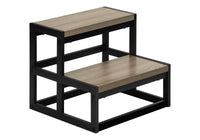 Ladder, Step Stool, Bedroom, Kitchen, Black Metal, Dark Taupe Laminate, Contemporary Taupe Mdf