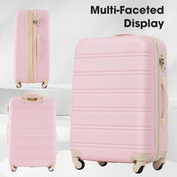 Hardshell Luggage Sets 2Pcs Bag Spinner Suitcase With Tsa Lock Lightweight 20" 28" Light Pink Abs