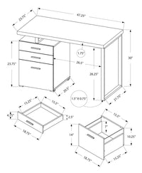 Computer Desk, Home Office, Laptop, Left, Right Set Up, Storage Drawers, 48"L, Work, Grey Laminate, Black Metal, Contemporary, Modern Grey Particle Board