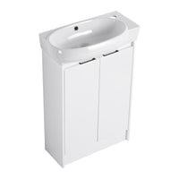 23" Freestanding Bathroom Vanity With Sink, Soft Close Doors Glossy White Bathroom Modern Plywood