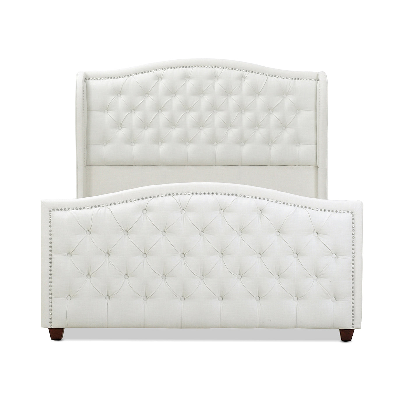 Marcella Upholstered Shelter Headboard Bed Set, Queen, Antique White Polyester Box Spring Required Queen Antique White Wood Foam Polyester Polyester