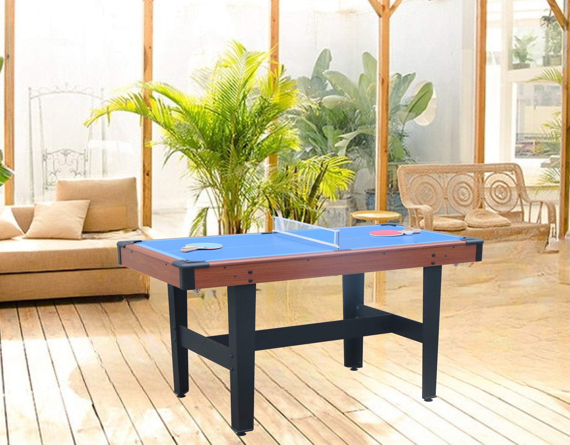 Game Table,Multi Game Table,Pool Table,Tennis Table,Hockey Table,Multifunctional Table, Multifunctional Games Table,Desk Game Balls Sports Brown Blue Dining Room American Traditional Multifunctional Mdf