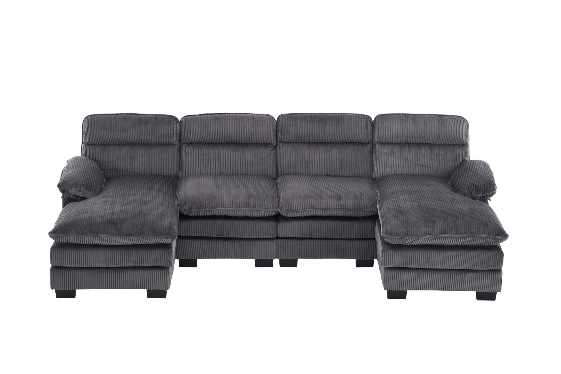 U Shaped Profile Sofa, Including Two Single Seats And Two Chaise, Modular Sofa, Corduroy Sofa Grey Foam Corduroy 4 Seat