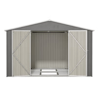 10X8 Ft Outdoor Tool Storage Shed With Metal Foundation & Lockable Doors, All Weather Metal Sheds For Garden, Patio, Backyard, Lawn, Gray Gray Metal