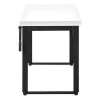 Computer Desk, Home Office, Standing, Adjustable, 48"L, Work, Laptop, White Laminate, Black Metal, Contemporary, Modern White Particle Board