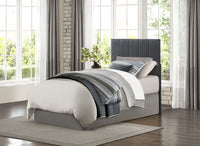 1Pc Twin Headboard Gray Fabric Upholstery Padded Vertical Channel Tufted Twin Gray Bedroom Polyester Engineered Wood