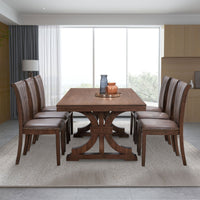 Mid Century Modern Dining Table Set For 7,Rectangular Table And 6 Kitchen Room Chairs,7 Piece Kitchen Table Set For Dining Room,Faux Leather Upholstered 6Pcs Side Chairs,Oak Oak Rubber Wood