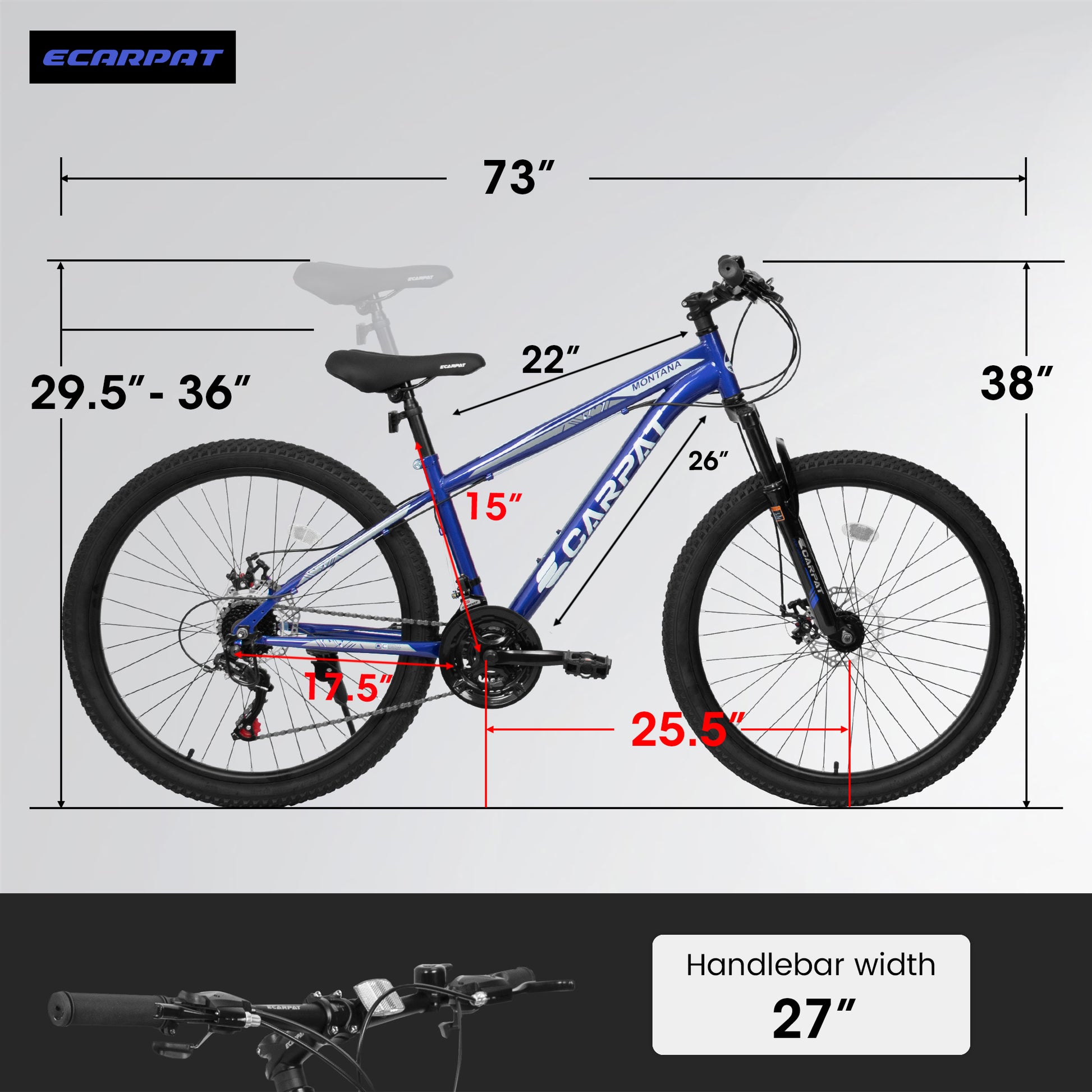 A2610 26 Inch Mountain Bike 21 Speeds, Suspension Fork, Steel Frame Disc Brake For Men Women Mens Bicycle Adlut Bike Cycling Blue Without Anti Slip Garden & Outdoor Classic Multifunctional Steel